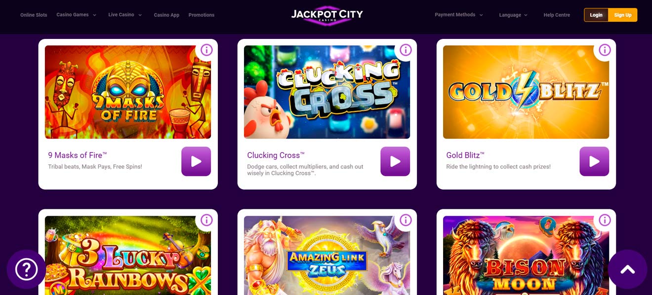 Jackpot City screen