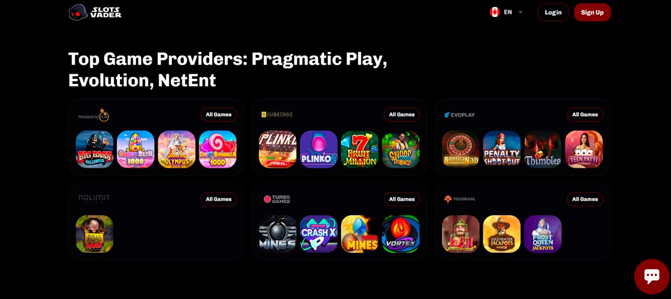 Slots Vader Casino screen